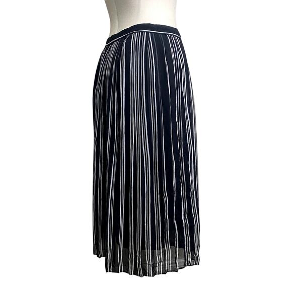 Gothic Sheer Stripe Pleated Emo Beetlejuice Midi Skirt - Picture 4 of 9